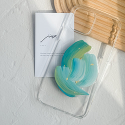 skyblue × lightgreen  ニュアンス スマホケース【iphone/アクリル絵の具】 1枚目の画像