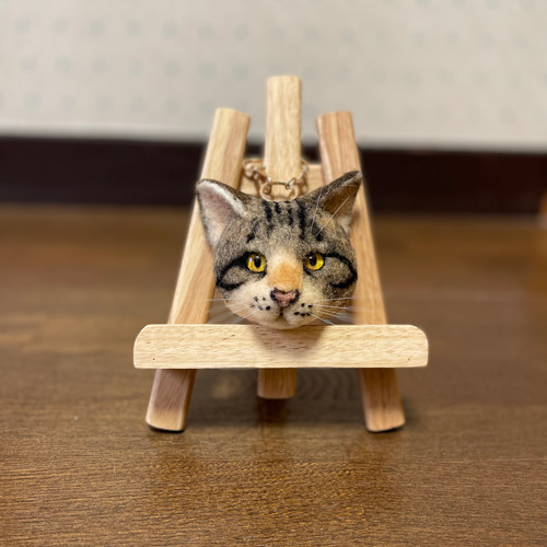 キジトラ猫の猫バッグチャーム788 猫 猫ブローチ 羊毛フェルト猫 羊毛 