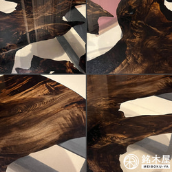 ローテーブル 神代杉 一枚板 レジンテーブル 座卓 丸テーブル 銘木屋 幅88.5×奥行88.5×高さ37.6 7枚目の画像
