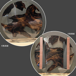 ローテーブル 神代杉 一枚板 レジンテーブル 座卓 丸テーブル 銘木屋 幅88.5×奥行88.5×高さ37.6 6枚目の画像