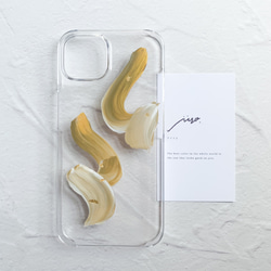 gold × beige ニュアンス スマホケース【iphone/アクリル絵の具】 1枚目の画像