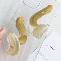 gold × beige ニュアンス スマホケース【iphone/アクリル絵の具】 4枚目の画像