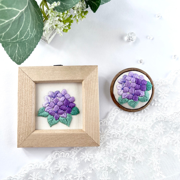 雨音の彩り　紫陽花の刺繍ブローチ 10枚目の画像