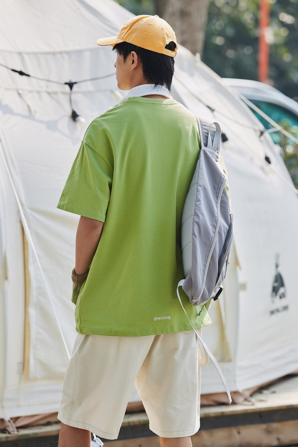 シンプルなデザインの刺繍丸襟綿tシャツ男女ゆったり夏の半袖tシャツ W326 6枚目の画像