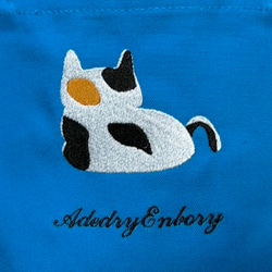 【送料無料】 お餅猫の刺繍のキャンバス デイリーミニトートバッグ 2枚目の画像
