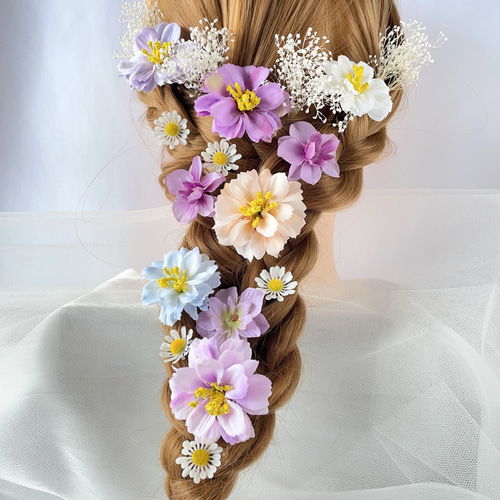 かすみ草 ヘッドドレス ホワイト ブライダル ウエディング ヘア