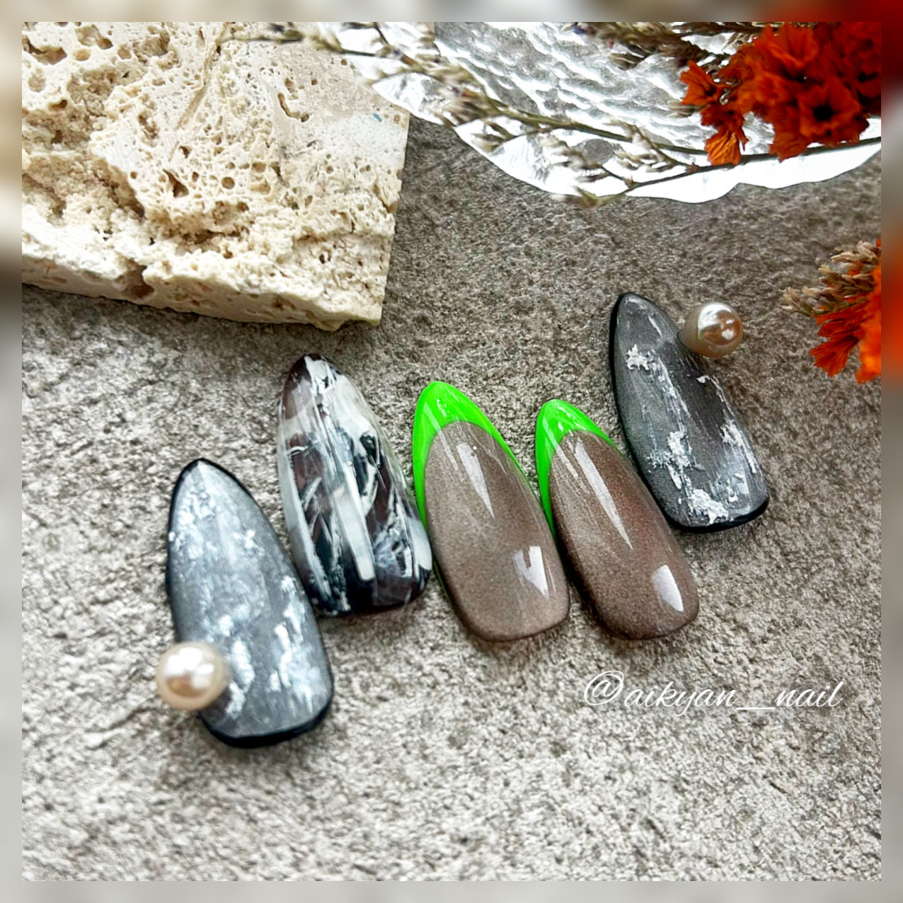 #6 ネイルチップ ニュアンス フレンチ マグネット