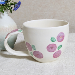 『母の日ギフト』椿柄のマグカップ&小皿のセット 7枚目の画像