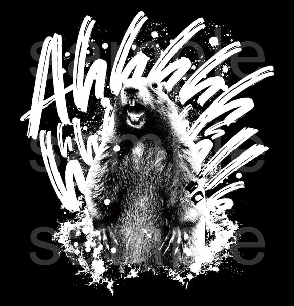 アニマル絶叫黒Tシャツ「Marmot Scream」 2枚目の画像