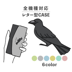 長嘴烏鴉動物插畫相容於所有型號智慧型手機保護殼字母形狀收納鏡子NLFT-BKLT-20g 第1張的照片