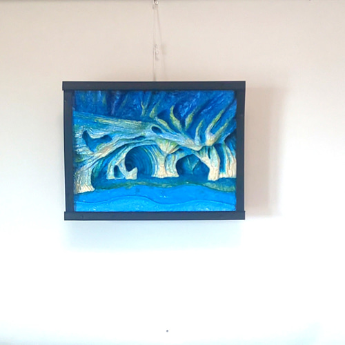 未来アート「青の洞窟」（クレイ絵画） 絵画 山川工房、フェル