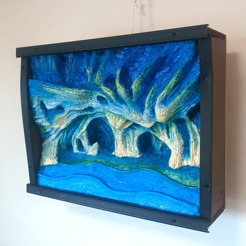 未来アート「青の洞窟」（クレイ絵画） 絵画 山川善作 通販