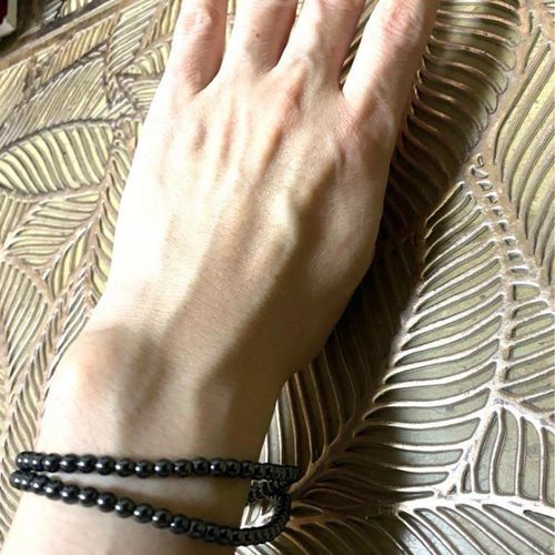 天然石 ヘマタイト磁気ネックレス【天然石 】 Hematite 二重にして