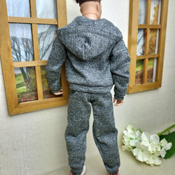 1/6人形用服 ジッパー付き  灰色パーカージャージセット バービーケンサイズ 4枚目の画像