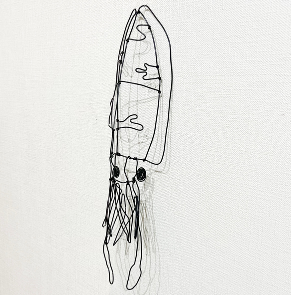 アオリイカ ワイヤーアート アート インテリア 壁掛け いか  エギング wirecraft  海 水族館 【受注販売】 4枚目の画像