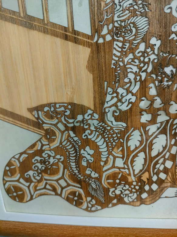 試作品　薄い竹の切り絵　浮世絵アレンジ　菊川英山 　Lamp　japanese bamboo ukiyoe 4枚目の画像