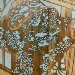 試作品　薄い竹の切り絵　浮世絵アレンジ　菊川英山 　Lamp　japanese bamboo ukiyoe 3枚目の画像