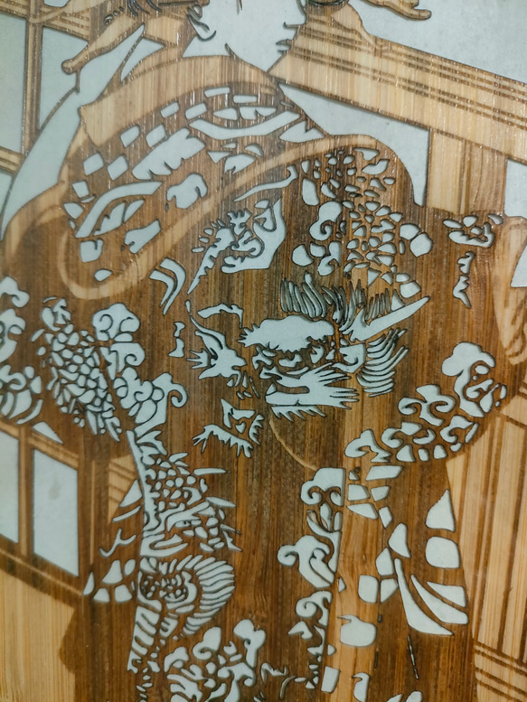 試作品　薄い竹の切り絵　浮世絵アレンジ　菊川英山 　Lamp　japanese bamboo ukiyoe 3枚目の画像