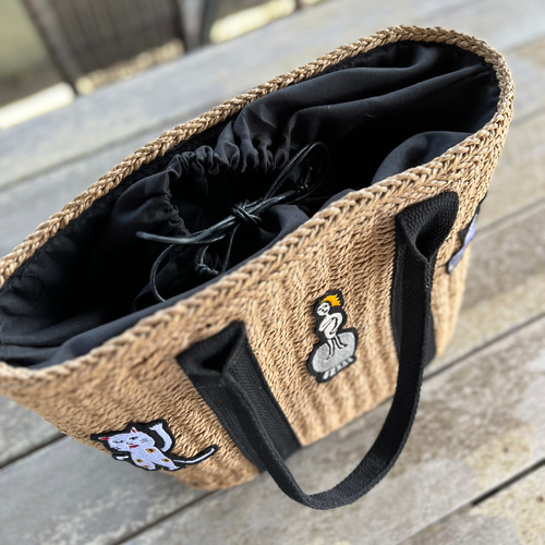 巨匠動物園】ちょっと大人で楽しいワッペンカゴバッグ♪ かごバッグ