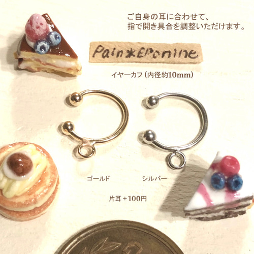 片耳】たぬきケーキピアスorイヤリング ピアス（フック・チェーン