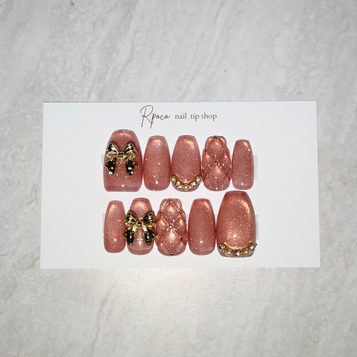 フラッシュマグネットキルティングゴールドリボンガーリー韓国ワンホン  