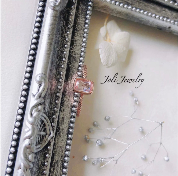 【イェム】天然モルガナイト キラキラ ベゼルリング レトロ ゴージャス ピンク シンプル 指輪 9枚目の画像