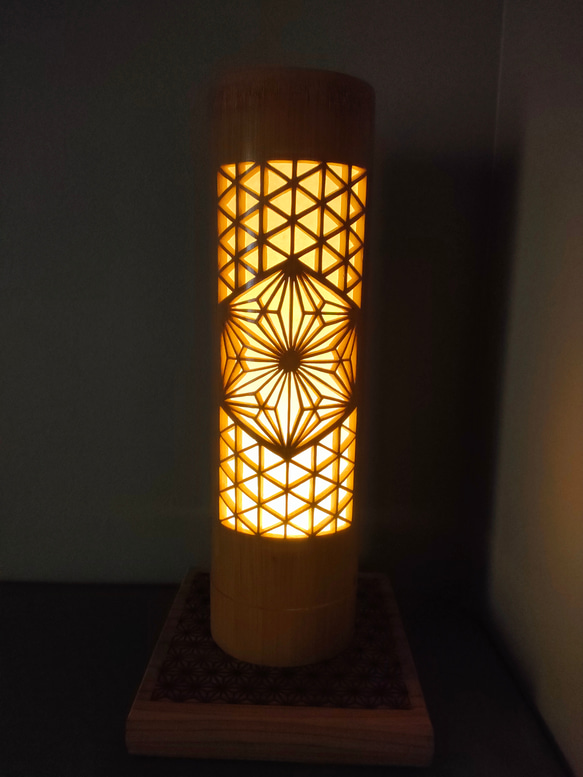 試作品　竹灯籠　組子デザイン 竹あかり　Lamp　japanese bamboo 1枚目の画像