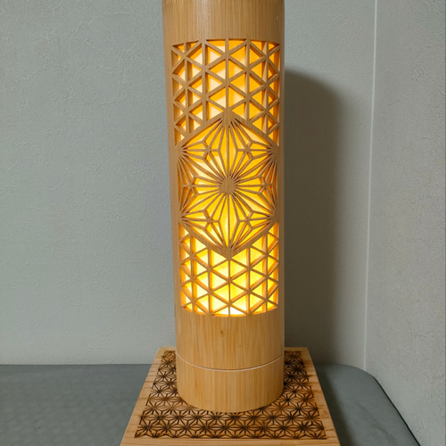 試作品 竹灯籠 組子デザイン 竹あかり Lamp japanese bamboo