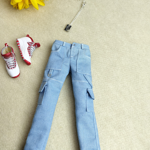 1/6人形用服 サイドポケットライトブールデニムパンツ バービーケン