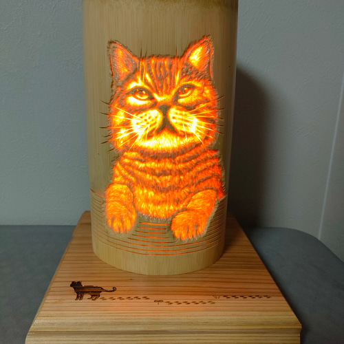 竹灯籠 透し彫り 猫 ネコ 竹あかり Lamp japanese bamboo 竹灯籠 透し彫り 猫 ネコ 竹あかり Lamp japanese bamboo