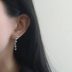 Drops Silver × Pearl Earrings ≈≈ ピアスに見える！イヤリング 3枚目の画像