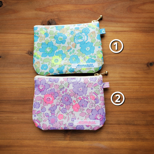 ポケットティッシュケース付きポーチ*リバティ*ラミネート ポーチ