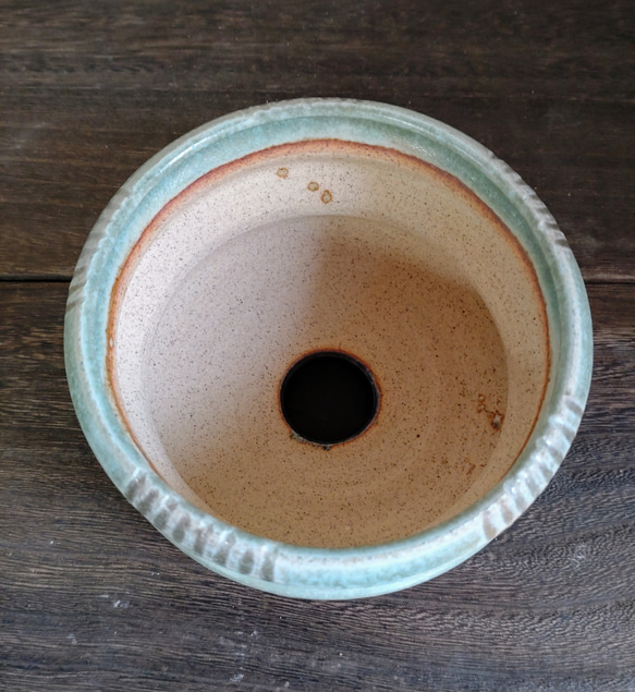 陶器の植木鉢　「ミントグリーン」＋「瑠璃」　PARTー４ 6枚目の画像