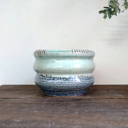 陶器の植木鉢　「ミントグリーン」＋「瑠璃」　PARTー４ 2枚目の画像