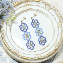 オーガンジー刺繍*揺れる花ボタン～Blue～* 6枚目の画像