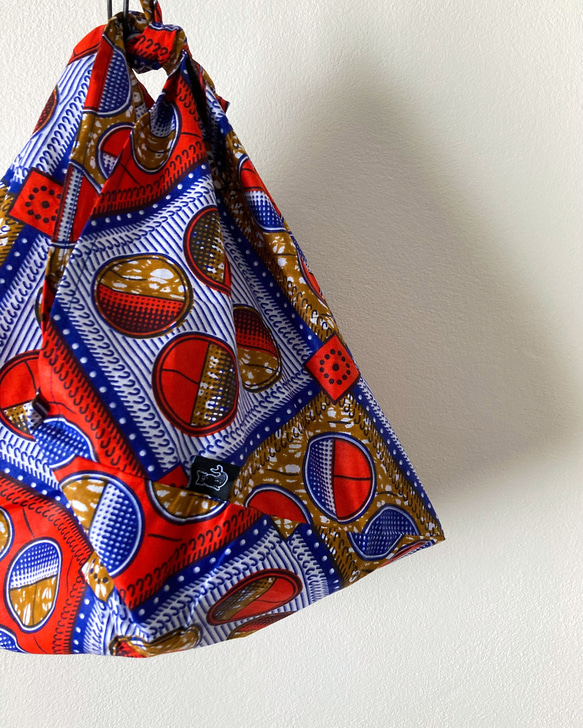 MERMEO【AB−M3】アフリカンバティックのあずま袋 Mサイズ /アフリカ布 エコバッグ インナーバッグ 5枚目の画像