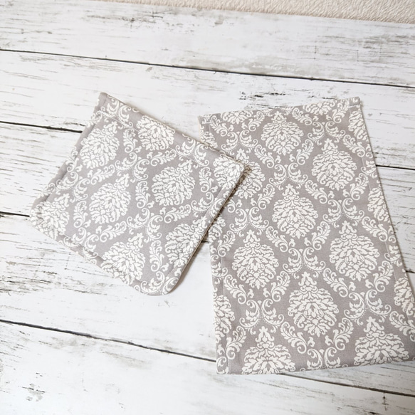 【受注製作】エレガントダマスク柄×ライトグレー☆トイレットペーパーホルダーカバー/厚巻きにも対応☆丸洗いOK オシャレ 人気・おすすめ｜使いやすい・旅行におすすめ 品質保証 全国発送 正規品・日本国内発送・安心保証付き