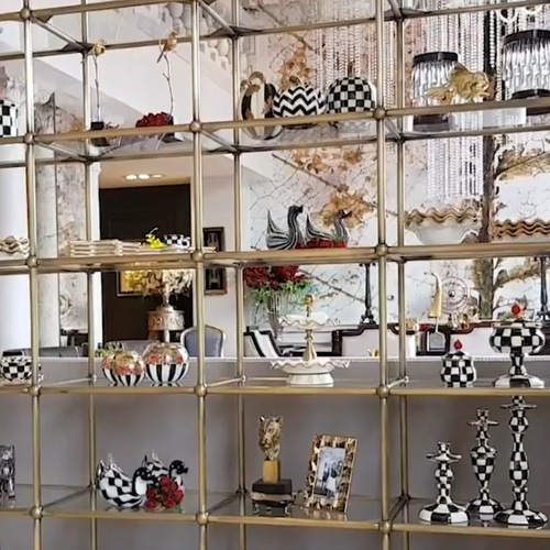 マッケンジーチャイルズ ロイヤルチェックエナメル ラージ 塩コショウ