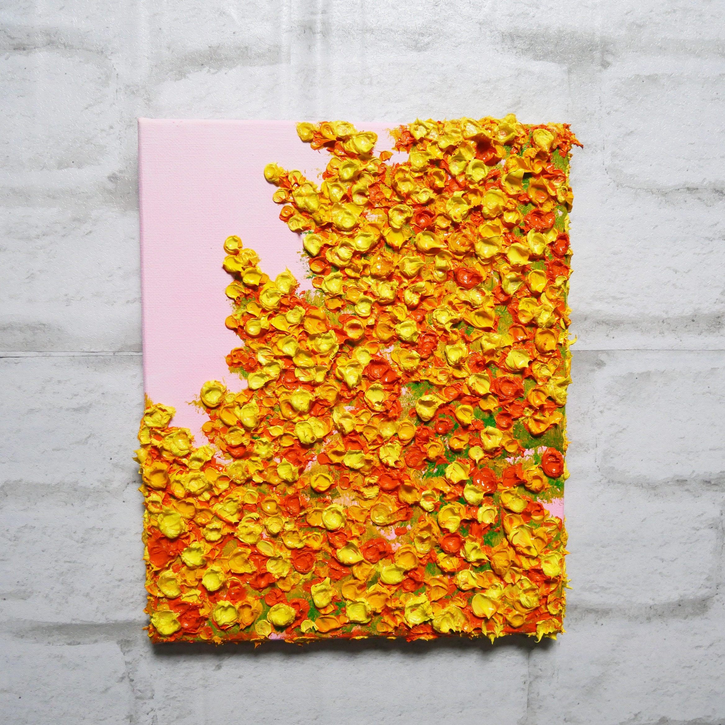 絵 絵画【ミモザと桜】 油絵 油彩画 油彩