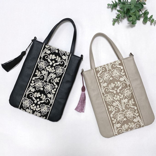 インド刺繍リボン付き 2way スマホショルダー サコッシュ ショルダー