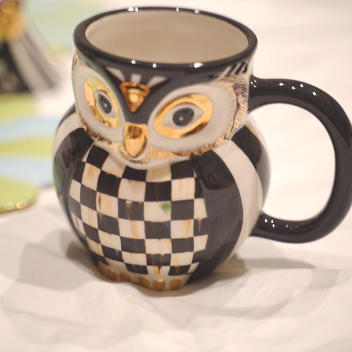 MACKENZiE 手描き 24金 セラミック ロイヤルチェク フクロウ