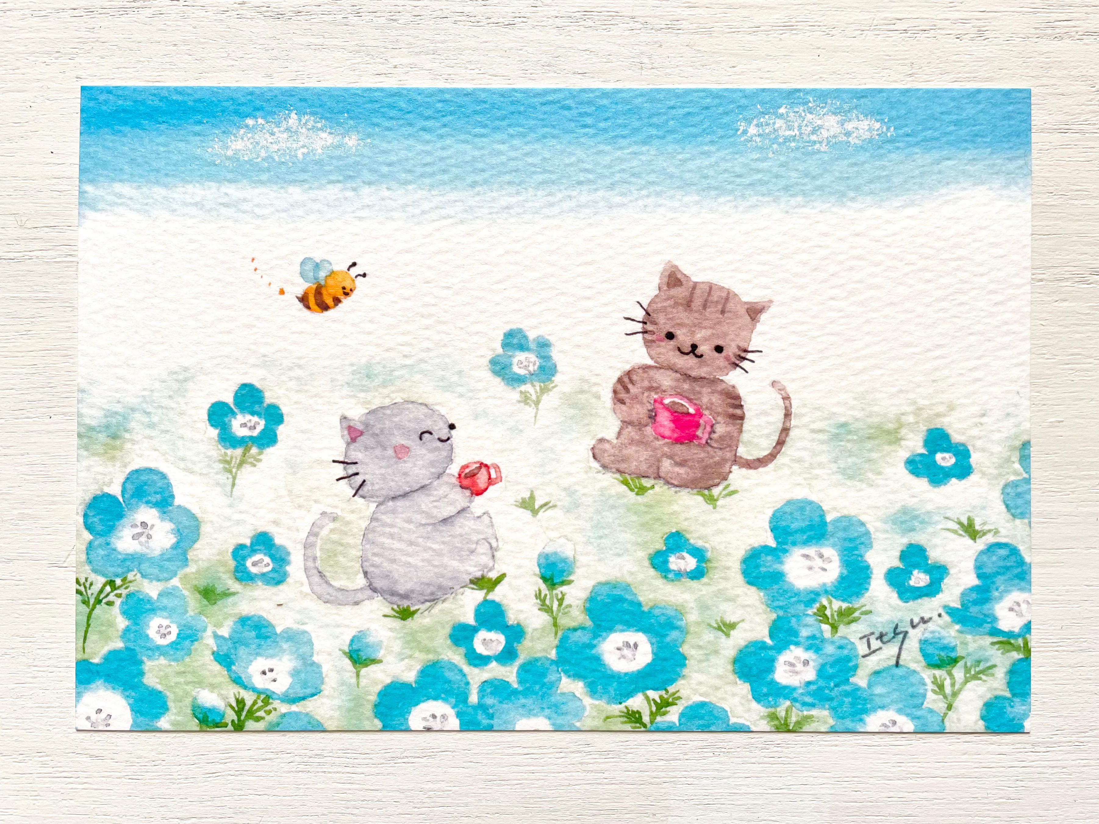 ネコと日常たち アクリル画 原画 イラスト