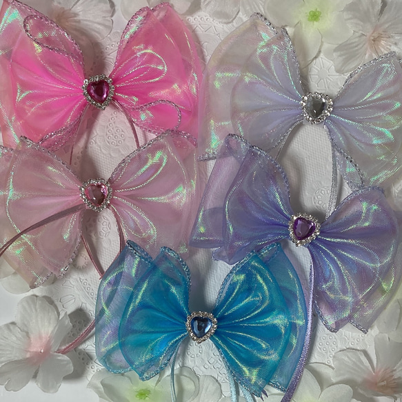 オーガンジーリボン ヘアゴム ハートローズ オーガンジーリボンヘアゴム ハートローズ