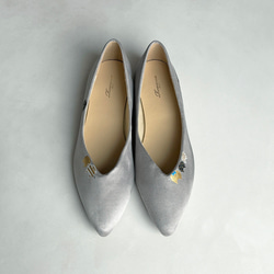 《25cm限定》パンプス「にゃんプス」グレー ポインテッドトゥ！ねこ＊大人のローヒールパンプス＊【5日以内の発送】 2枚目の画像