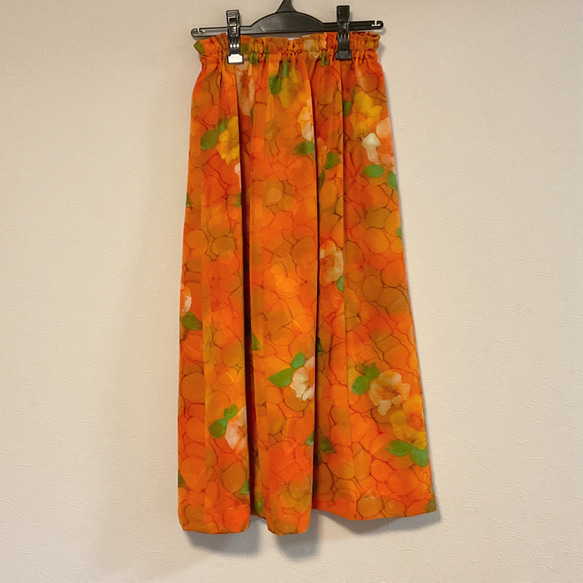 着物リメイク Ｒ ギャザースカート シルク   着物スカート 1枚目の画像