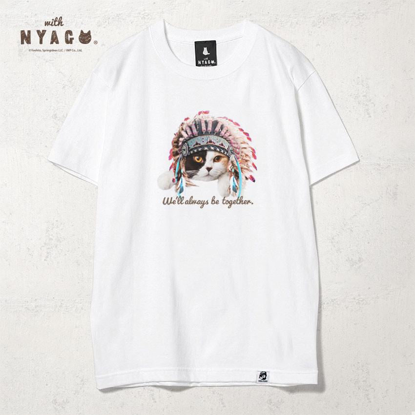 with NYAGO Tシャツ 半袖 ［ インディアン オスカー 三毛猫 1024 ］