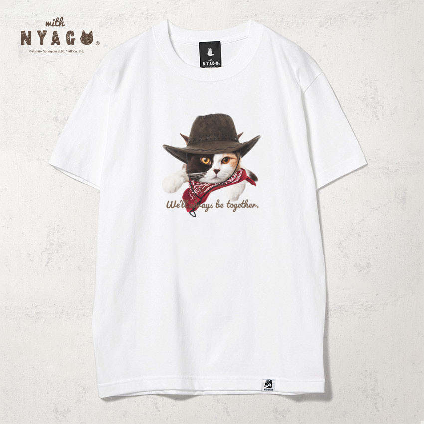 with NYAGO Tシャツ 半袖 ［ カウボーイ オスカー 三毛猫 1027 ］