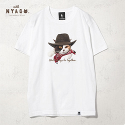 with NYAGO Tシャツ 半袖 ［ カウボーイ オスカー 三毛猫 1027 ］ 1枚目の画像