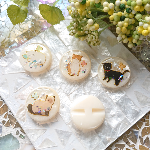 猫のボタン☆2個 i-1 ボタン/カボション/ネコ/動物