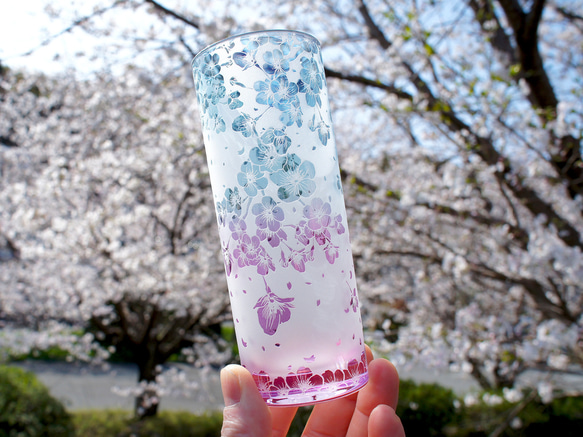 【再販】桜ひらひらロングタンブラー（2色Ver） 4枚目の画像